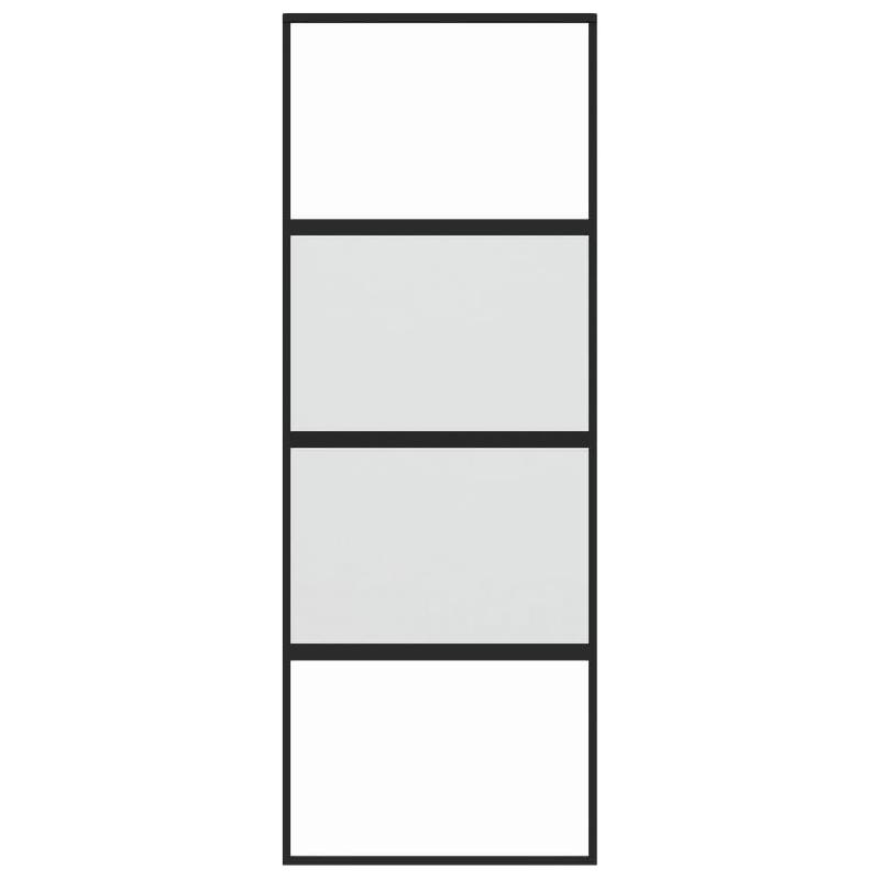 Vidaxl porte coulissante noir 76x205 cm verre trempé aluminium 155219_2