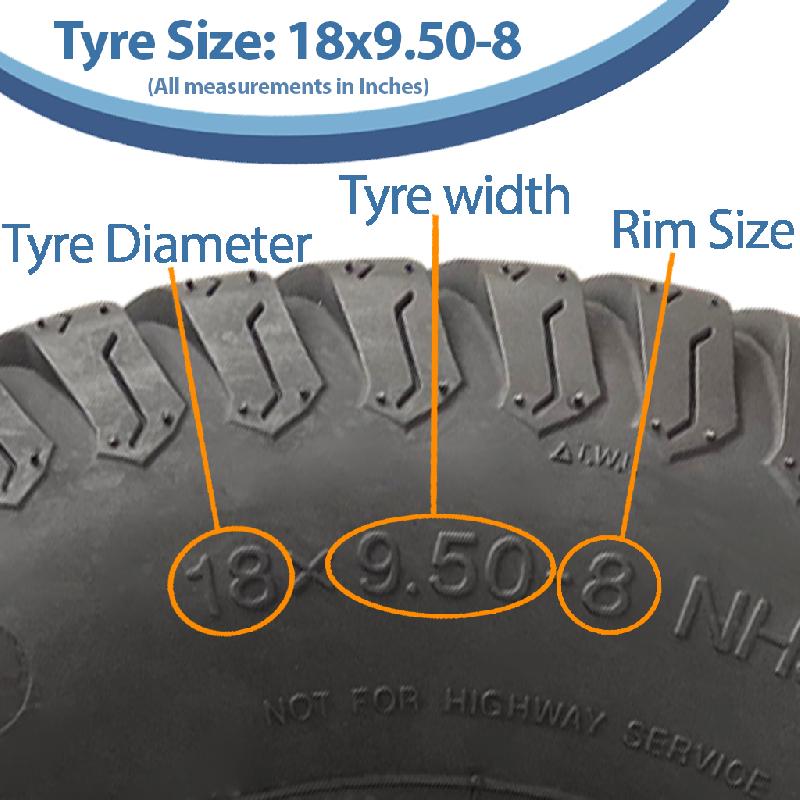 18x9.50-8 Lawnmower Grass Multi Turf Tyres 6ply Tubeless Wanda P332 (Set of 3)_2
