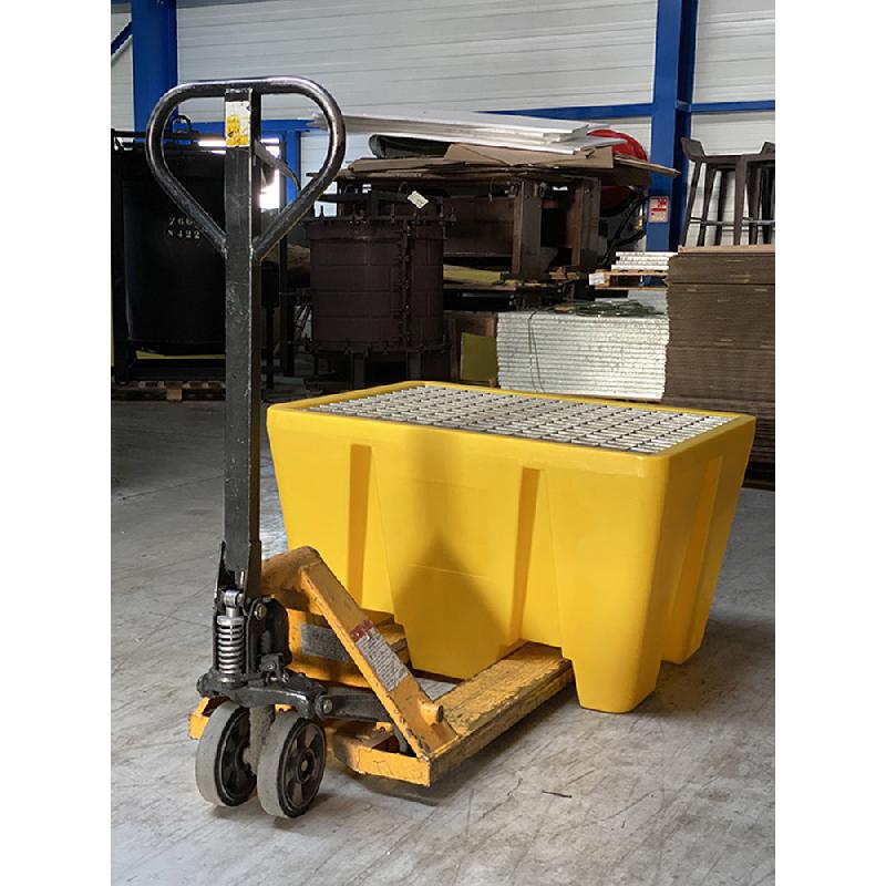 Bac de rétention pour cuve IBC - 1100L en PEHD - Caillebotis acier galvanisé - Charge maxi 1100 kg_2