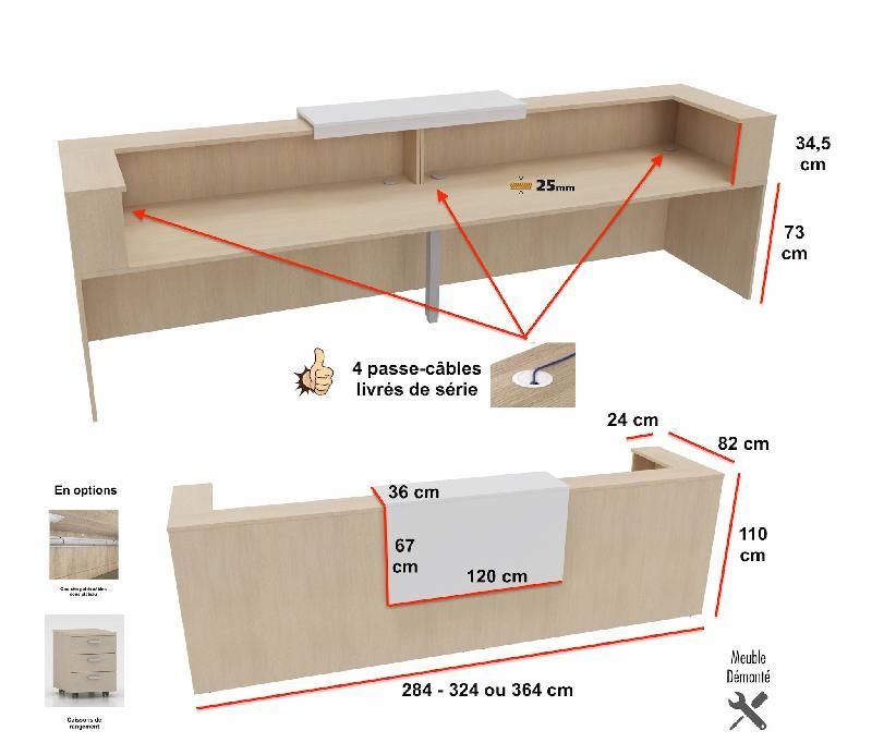 Banque d'accueil 2 personnes delta first avec 1 top - MOBEL LINEA - 364, anthracite, chêne moyen_3