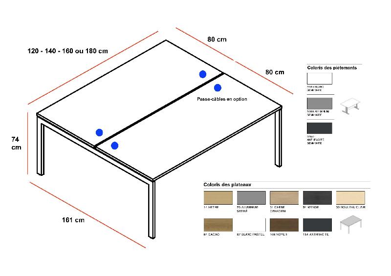 Bureau Bench 2 personnes Ogi U - MDD - 120, Blanc, Blanc, Non_2