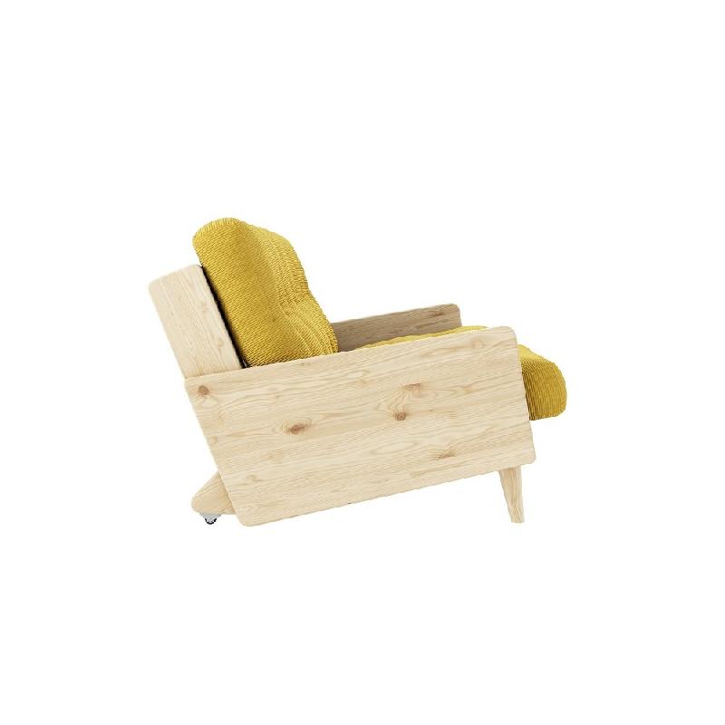 Canapé 3 places convertible Indie - Style scandinave - Futon miel - Couchage 130x190 cm - Karup - Pin massif_2
