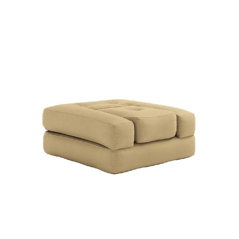 Fauteuil futon convertible Cube Chair - Standard, couleur beige blé, matelas 90x190 cm_2