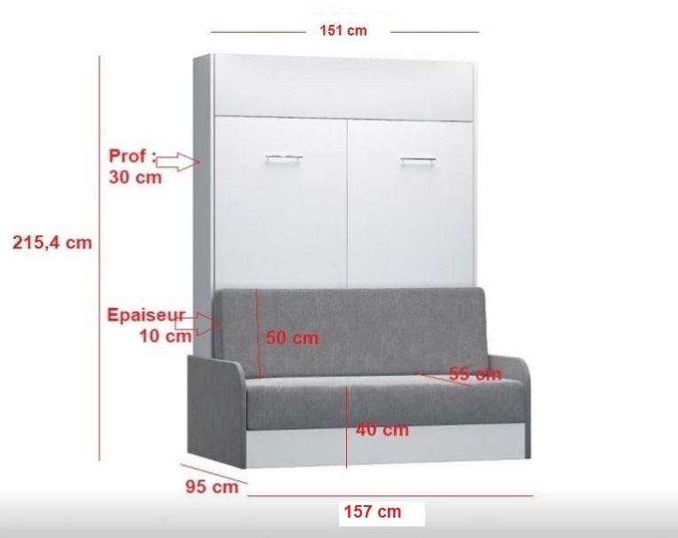Armoire lit escamotable Dynamo Sofa - chêne, canapé accoudoirs tissu gris, couchage 140x200 cm_2