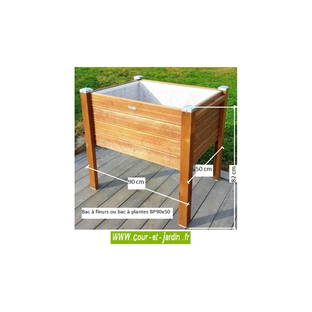 Bac à fleurs en bois sur pieds . Bac à plantes de 90cm x 50 - d-papy-bp90x50_2