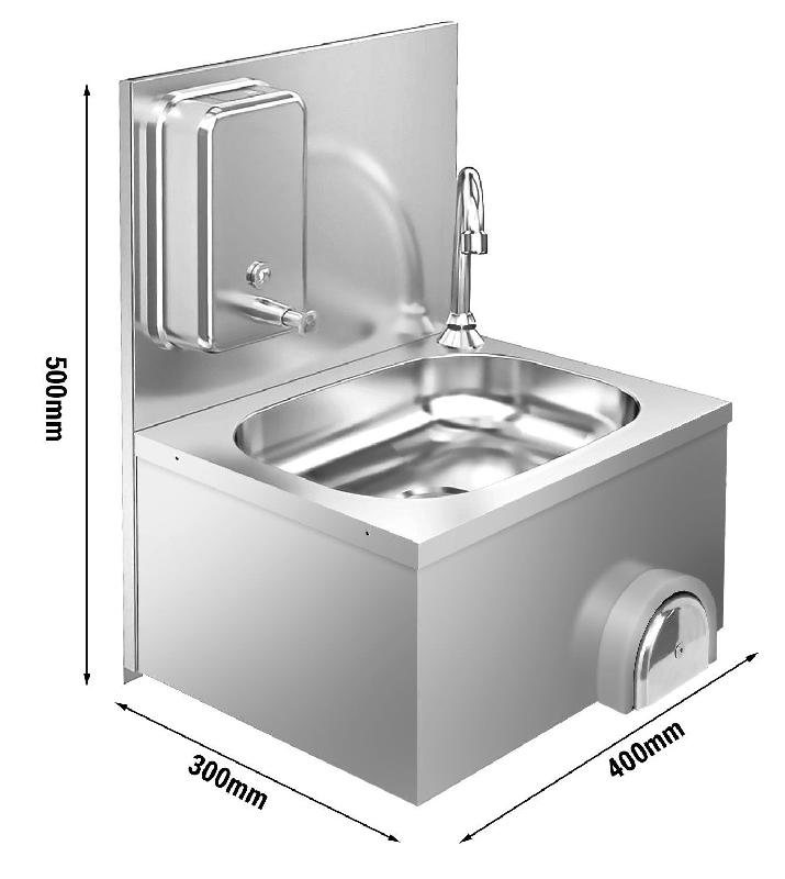 Lave-mains à commande fémorale en inox + distributeur de savon_2