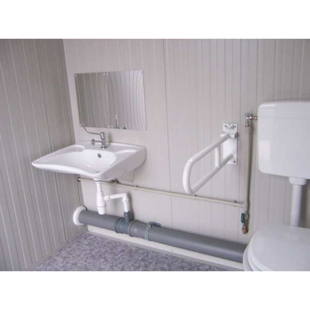 Bloc sanitaire PMR neuf - WC PMR, lavabo PMR, WC standard et lave-mains - Hauteur extérieure 239 cm, Hauteur intérieure 220 cm, Largeur 340 cm, Profondeur 242 cm_2