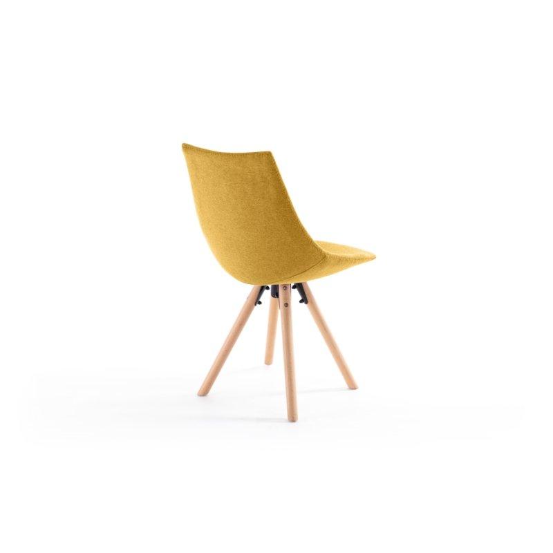 Lot de 2 chaises Sylvain - tissu jaune, pieds hêtre naturel, structure bois et métal_2