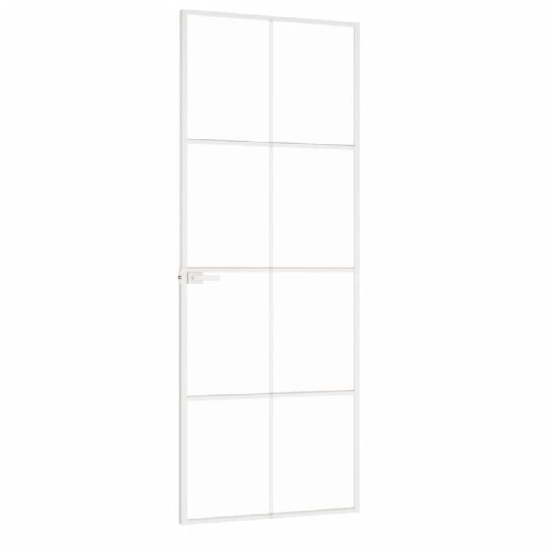 Vidaxl porte d'intérieur blanc 76x201,5 cm trempé verre aluminium fin 153670_2