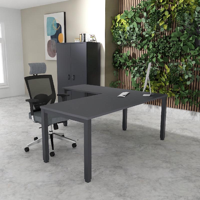 Bureau d'angle Tempo - Mobel Linea. - 160, Anthracite, Anthracite, Non_0