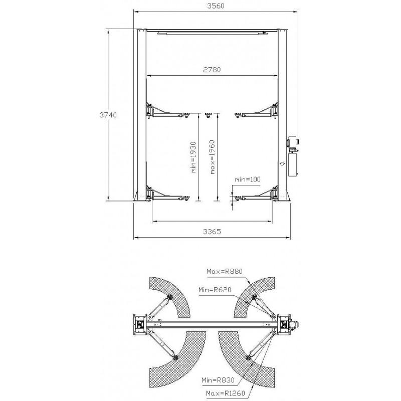 Élévateur de voiture 2 colonnes 4 tonnes en arc 220v_2