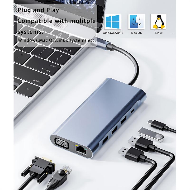 VALUE Station d'accueil USB type C, HDMI 4K60, 1x Gigabit Ethernet, 2x USB A + type C PD, 1x SD/microSD, 1x audio_2