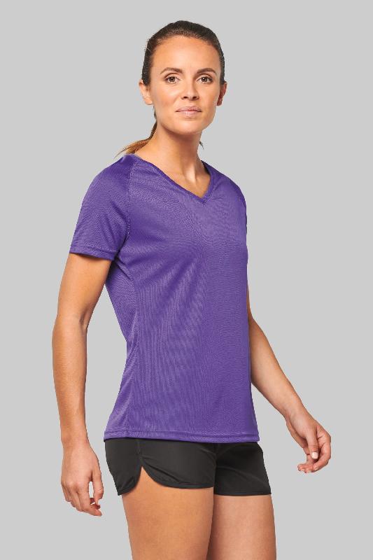 T-shirt de sport manches courtes col V femme - PROACT - 100% polyester, séchage rapide - Réf: PA477_2