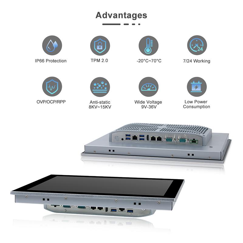 Panel PC industriel fanless 15 pouces pour supervision, HMI et automatisation - EVI-C015SAC avec écran tactile et protection IP66_2