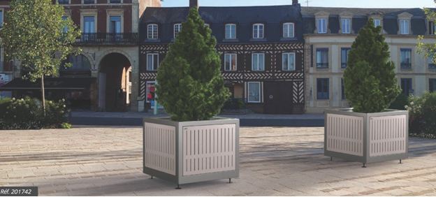 Bac à palmier SILAOS - tout acier, acier et bois, acier et plastique recyclé - design harmonisé pour espaces verts_2