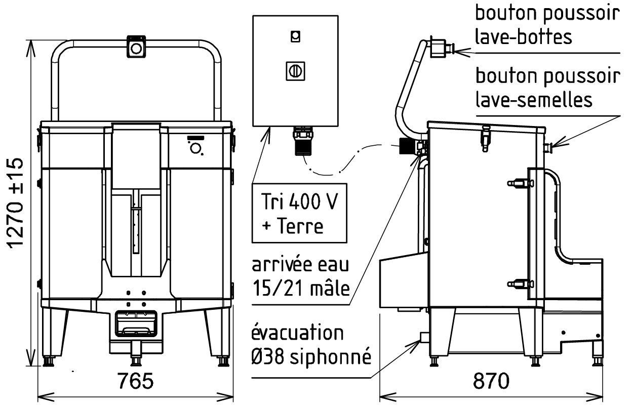 Lave-bottes HUMIDE 850 - Nettoyage des semelles, tiges et chaussures - Fonction EasyClean - Acier inoxydable_2