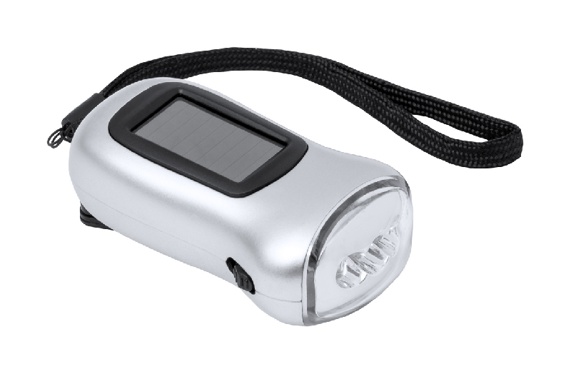 Lampe de poche - 3 LED - double alimentation solaire et manuelle - avec chargeur dynamo et boîtier ABS_2