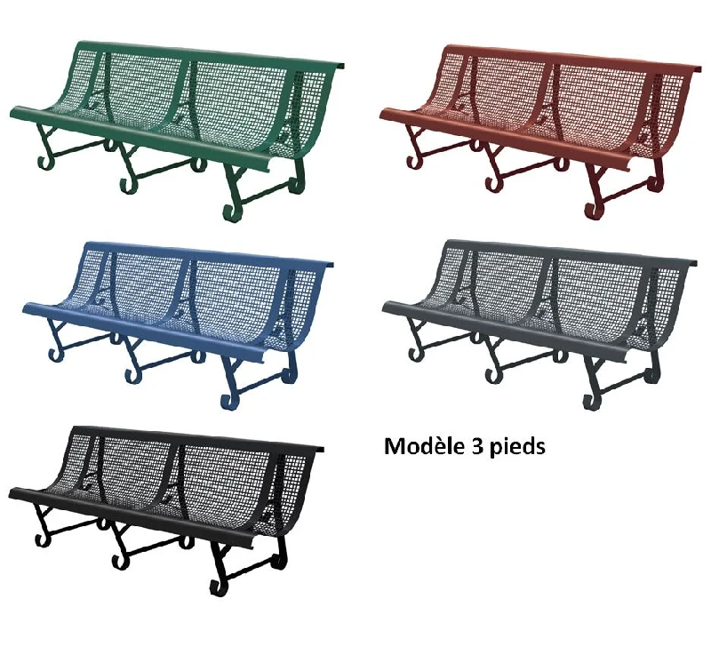 Banc urbain Mexico en acier perforé 200 cm - 3 pieds_2