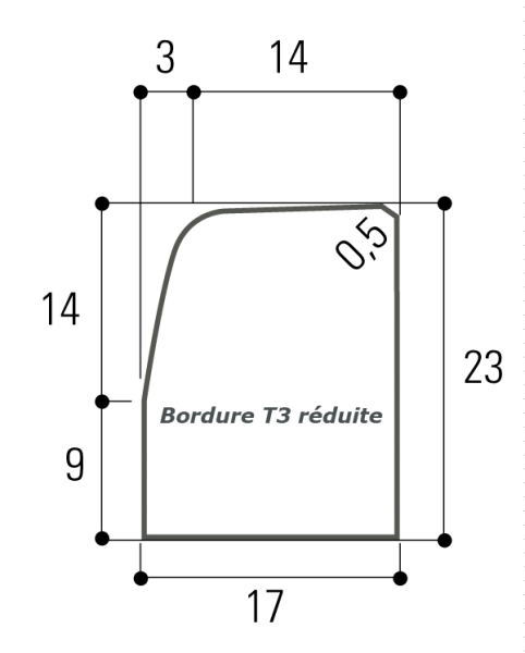 Bordure T3 avaloir non traversant 100 cm