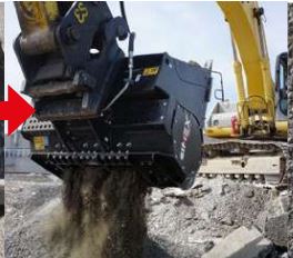 Godet granulométrique pour enrobé CBA 40 - Pour pelles de 25 à 40 tonnes - Granulométrie contrôlée et récupération du fraisat_2