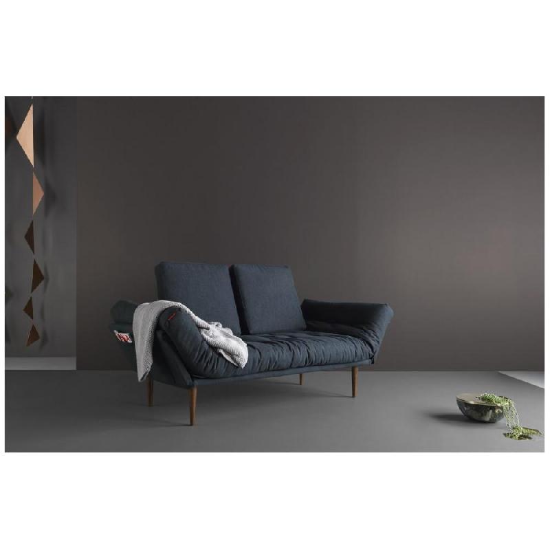 INNOVATION LIVING  CANAPÉ CONVERTIBLE DESIGN ROLLO STYLETTO PIEDS CHÊNE TISSU BLEU NIST BLUE_2