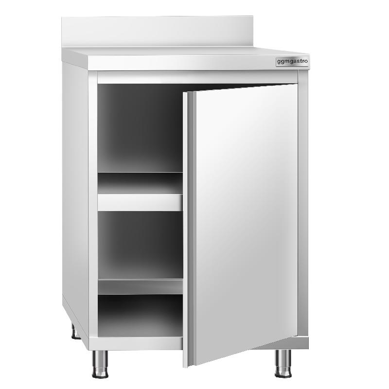 Meuble bas inox adossé P 600 mm avec portes -_2