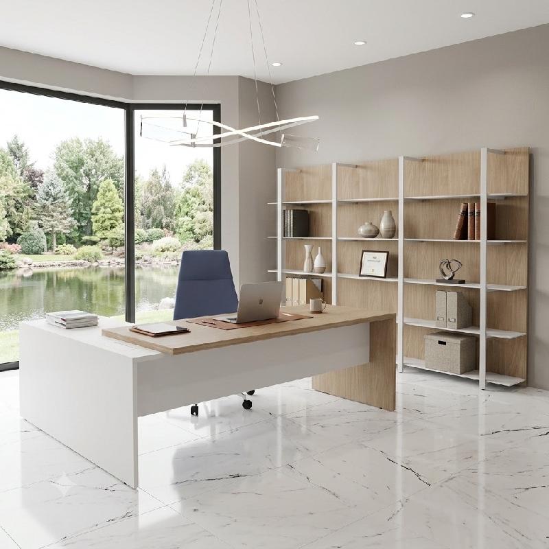 Bureau d'angle T45 avec caisson - Quadrifoglio. - 220, Droite, Orme et blanc_2