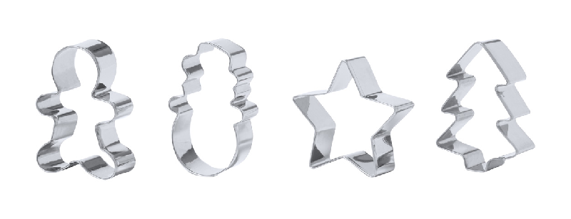 Ensemble d'ustensiles de pâtisserie de Noël - rouleau en bois et 4 formes en acier inoxydable_2