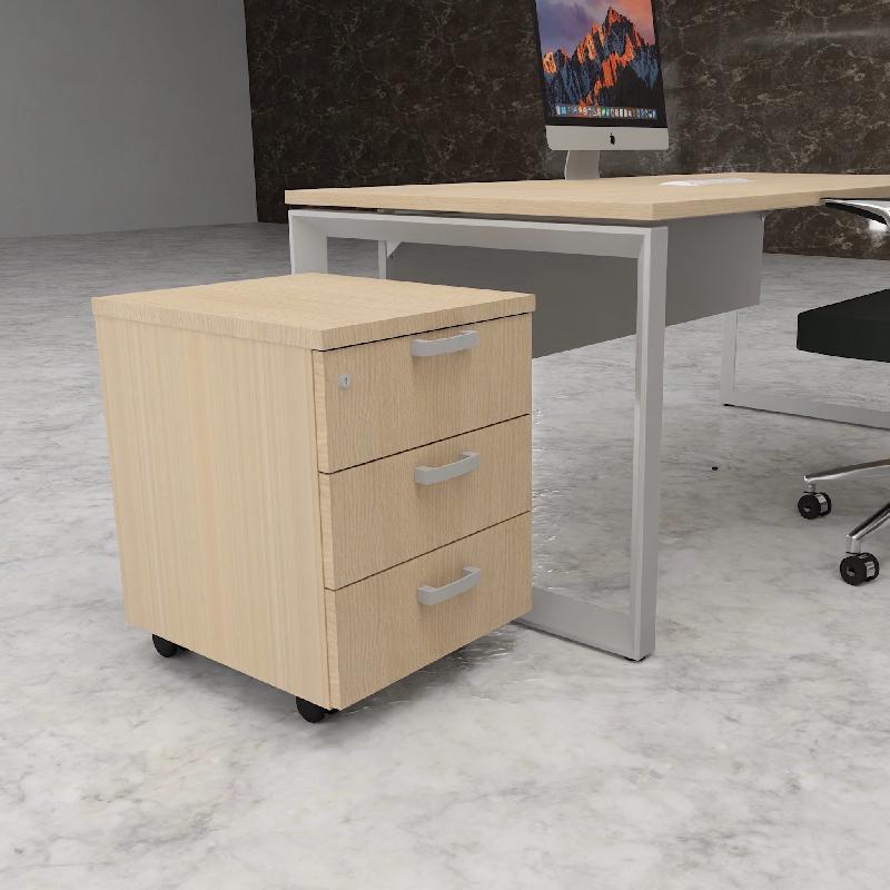 Caisson à roulettes 3 tiroirs uni - MOBEL LINEA - Chêne moyen_2