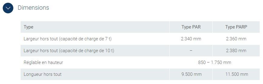 Type PAR - Rampe d'accès pour conteneur Promstahl - largeur hors tout 2340 mm - capacité 7 à 10 tonnes - version standard ou plateau horizontal_2