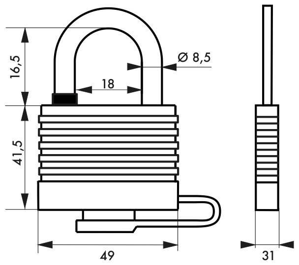 Cadenas à clé Bumper 45 mm noir - corps acier zingué gainé PVC - double verrouillage par billes inox - marque Thirard_2