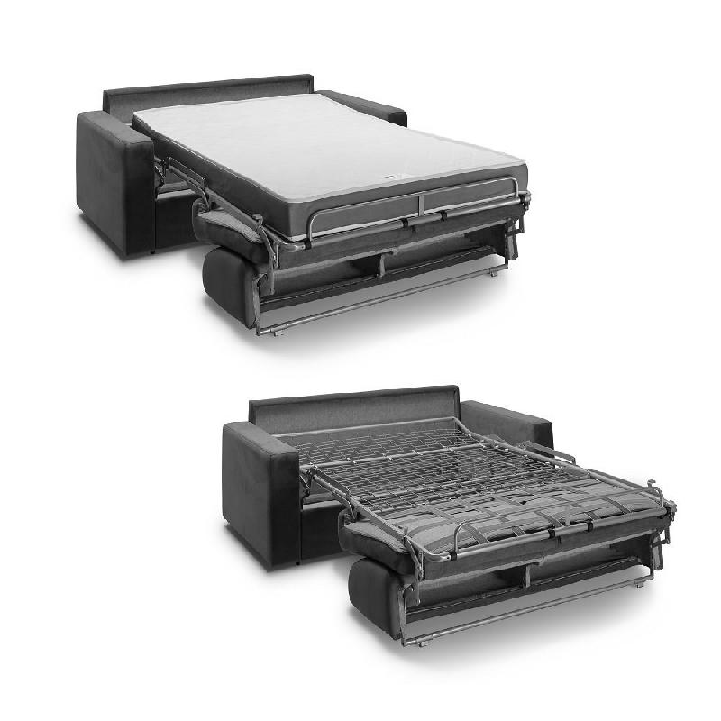 Canapé convertible express Midnight Amore 140cm - Matelas 16cm - Velours gris anthracite - 3 places - Fabrication italienne_2