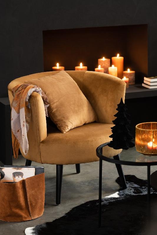 Fauteuil DULZURA - Structure en bois et revêtement textile - Dimensions L80 x H75 x P70 cm - Style antique or_2