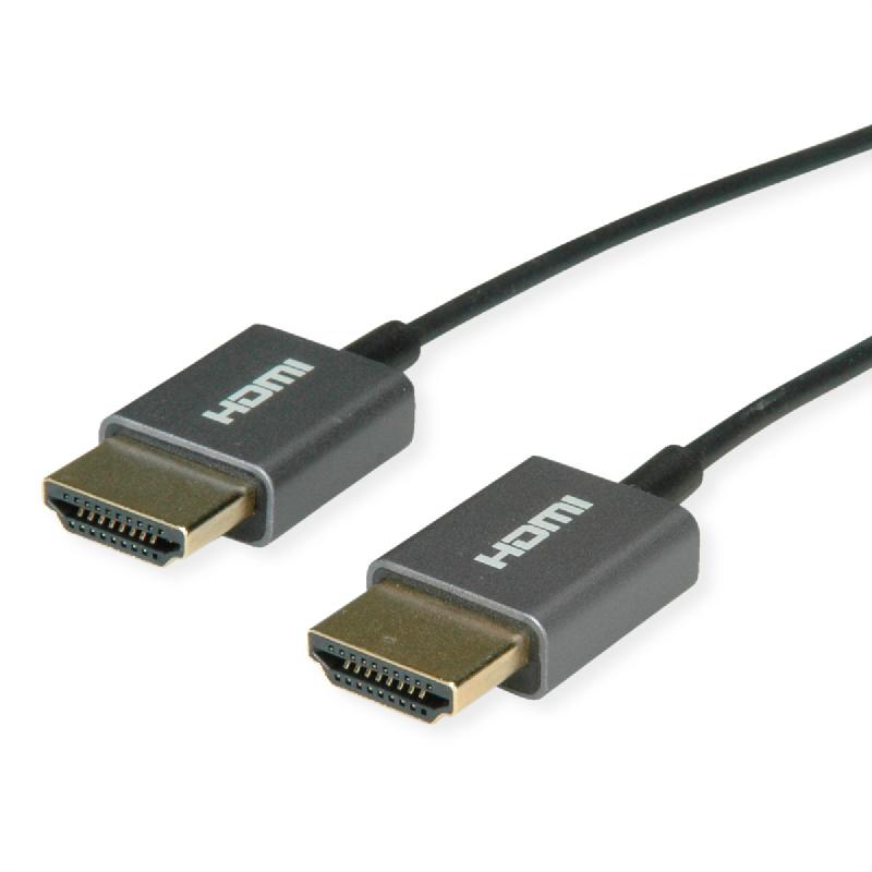 ROLINE Câble HDMI Ultra HD avec Ethernet, 4K, M/M, ultra-slim, coaxial, noir, 2 m_2