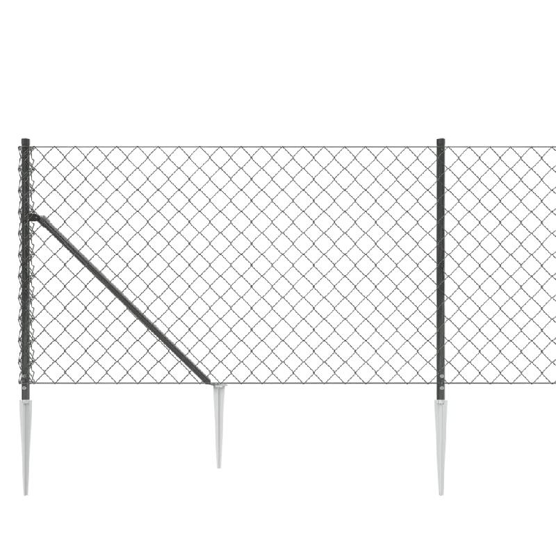 Vidaxl clôture à mailles losangées avec ancrage anthracite 1,1x10 m 153970_2