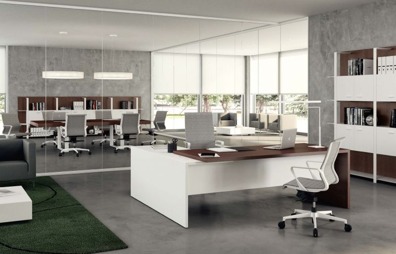 Bureau de direction moderne et stylé - T45 - Quadrifoglio avec câblage intégré et tables de réunion élégantes_2