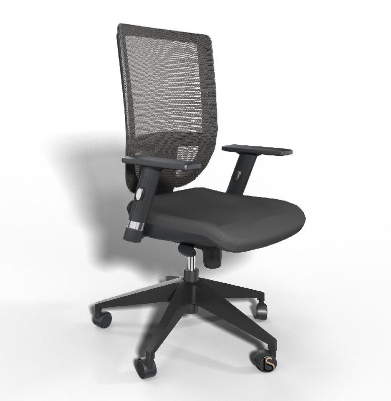 Siège de bureau Tertio avec dossier résille - Sokoa - Noir, Noir, Réglable hauteur_2