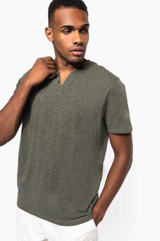 T-shirt écoresponsable Henley manches courtes homme - Kariban - 140 g - Réf: KNS302_2