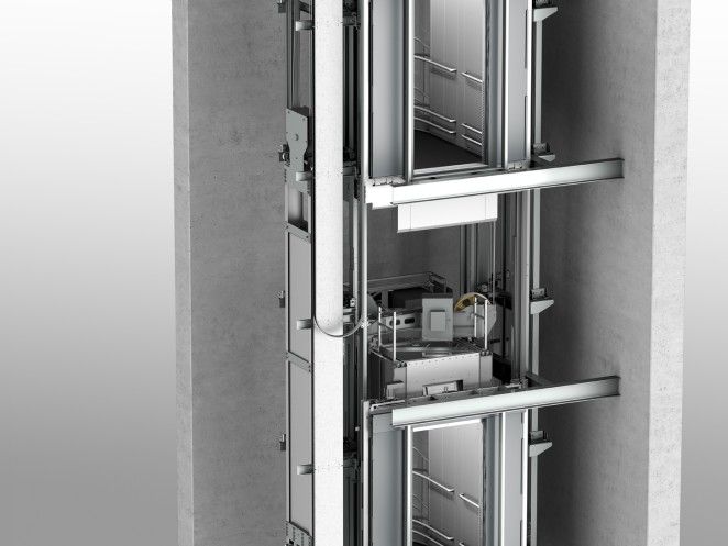 Ascenseur à double cabine superposée Twin pour une efficacité accrue