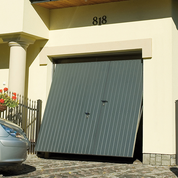 Porte de garage basculante / débordante / en acier / avec portillon / avec rail de guidage / 240 x 200 cm_2