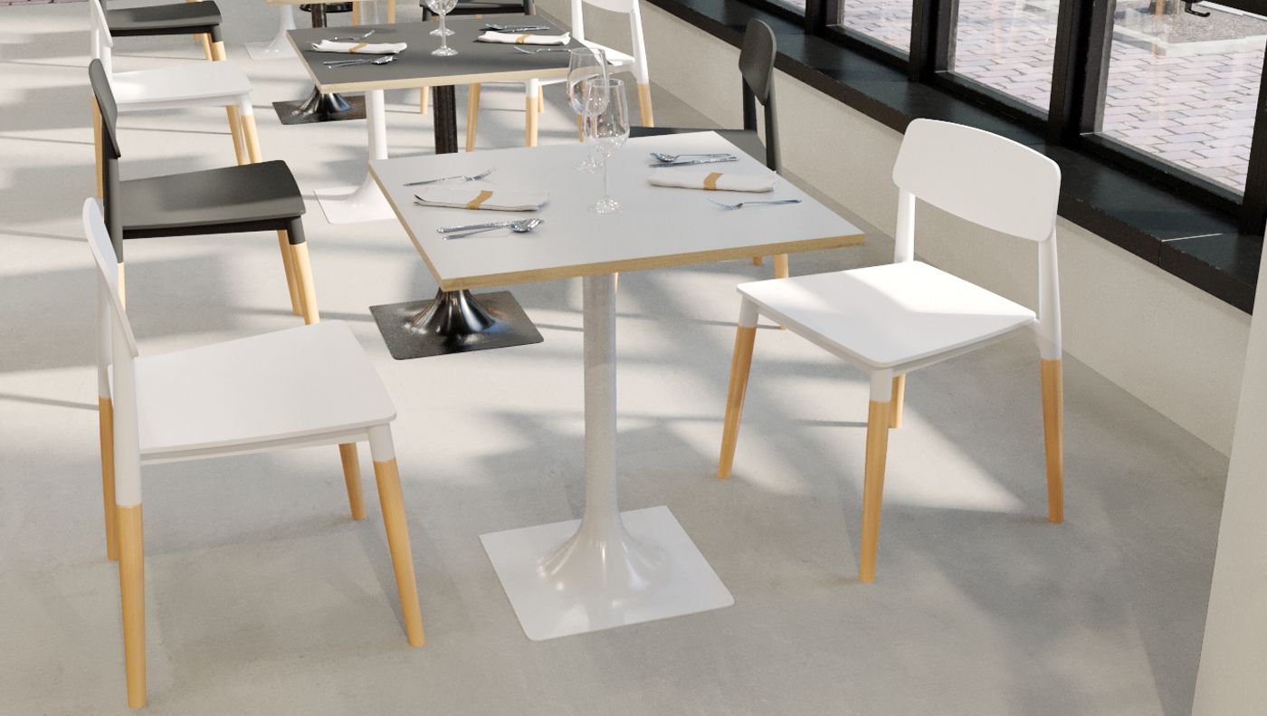 Table Tokyo - RESTOOTAB - pied tulipe carré, configurable sur mesure, plateau jusqu'à 90x90cm ou ø100cm_2