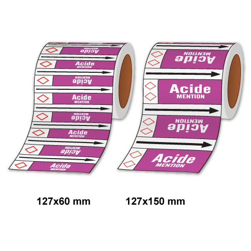 Étiquettes adhésives de marqueur de tuyauterie Acides et bases_2