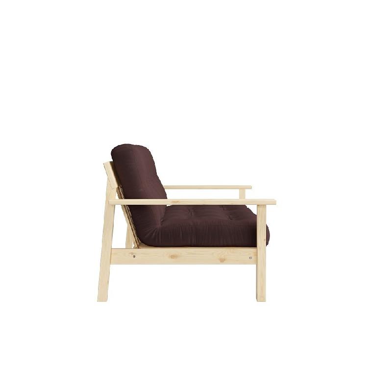 Canapé convertible futon Unwind - Pin naturel - Coloris marron - Couchage 130 x 190 cm - Style scandinave_2