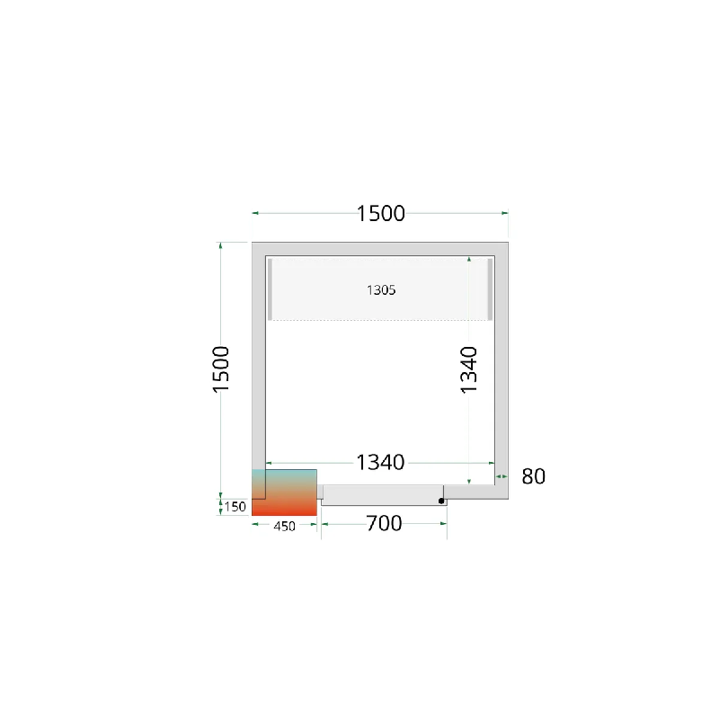 Chambre froide positive CRPF1515 Blanc 1500 x 1500 x 2200 mm TEFCOLD_2