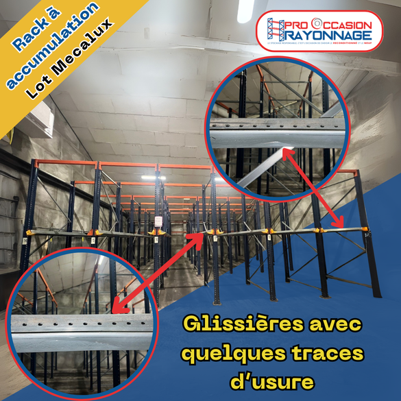 Lot de racks à accumulation MECALUX - 6 allées (20 palettes par allée)_2