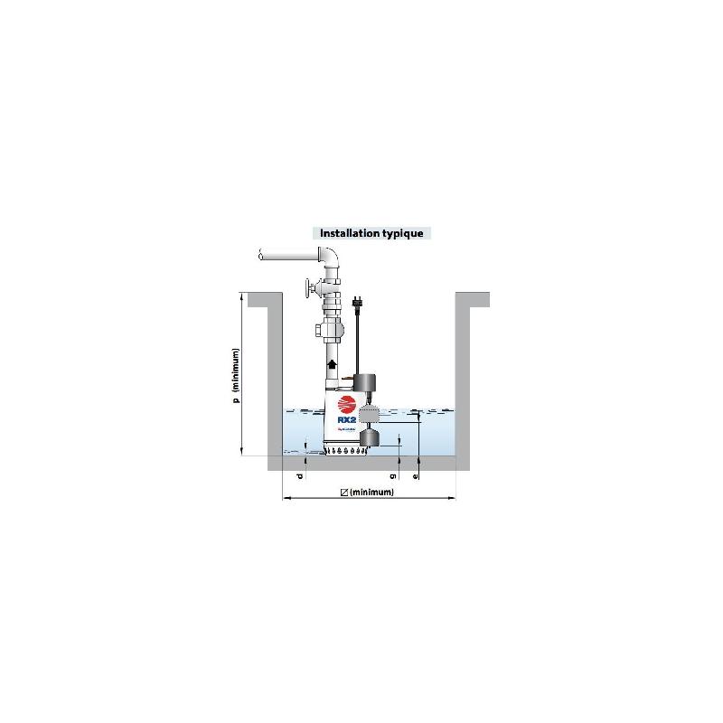 Pompe de relevage PEDROLLO RX M 320 Vortex GM - Flotteur vertical - Eaux usées et claires - 220V - 9,6 m3/h - 0,55 kW_2