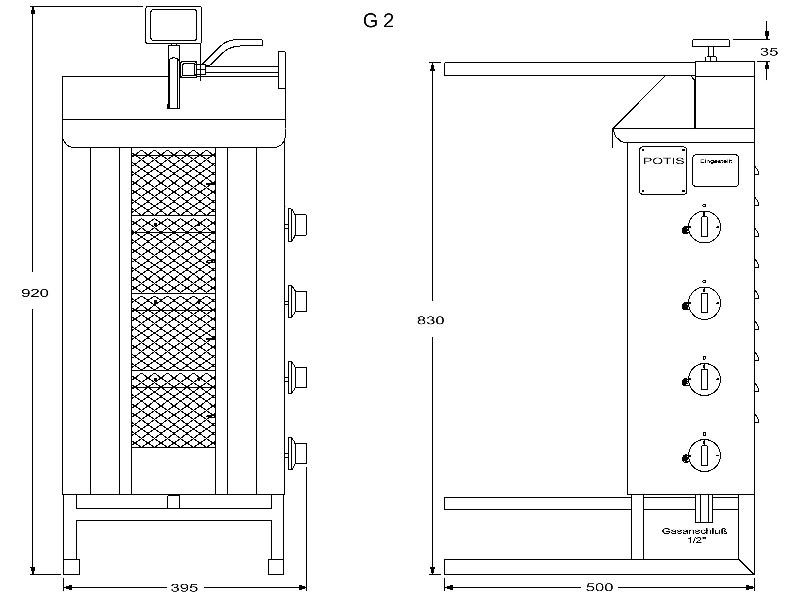 Machine à kebab gaz G2 POTIS_2