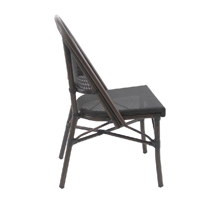 Paris - Chaise de bistrot en tissu wengé-mesh noir_2