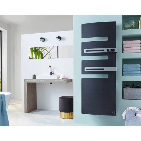 Radiateur sèche-serviettes connecté Serenis Premium mât droite 1750W Bleu profond - Atlantic - 850470_2