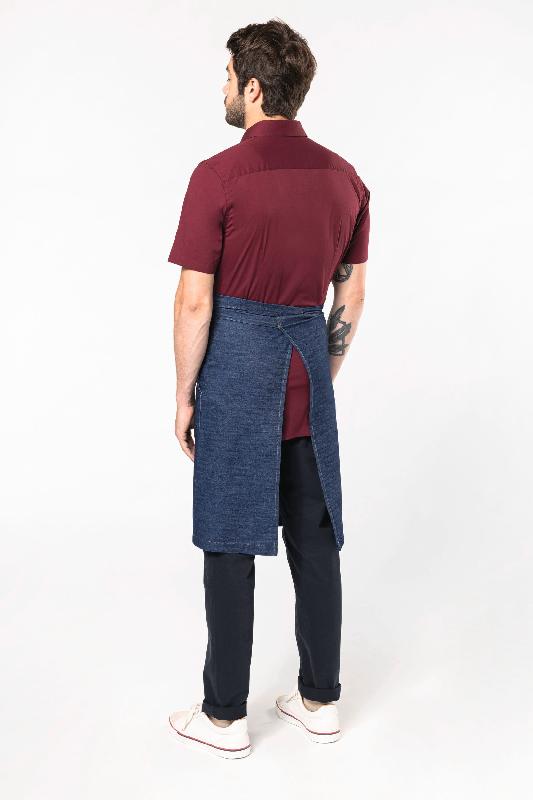 Tablier de travail polycoton long Kariban - Réf: K897 - Denim vieilli avec poches multiples_2